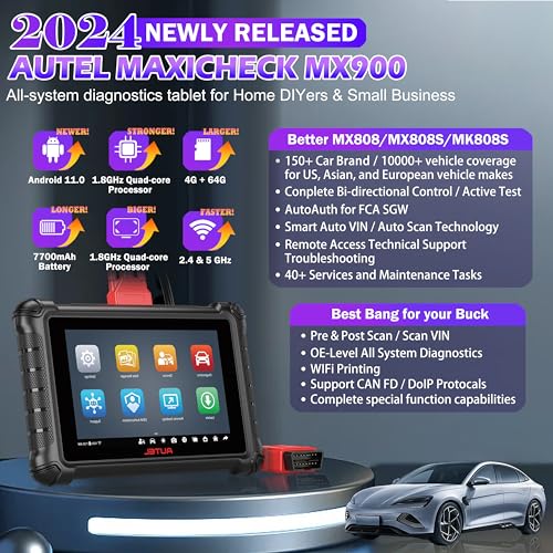 Autel Maxicheck MX900 Autel Scanner 2024 8 inch MX900 Android 11 40+ Function OBD2 Scanner All System Diagnostic CAN FD/Do IP OE All System Scan No-IP Limited Upgrade MX808 MX808s Same as MK900