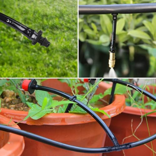 Kalolary 300Pcs Irrigation Fittings Kit, Drip Irrigation Kit Barbed Connectors for 1/4 Inch Flower Lawn Garden Irrigation System Kit (Straight Barbs, Tees, Elbows, End Plug, 4-Way Coupling)