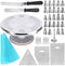 35 Pcs Cake Decorating Kit Supplies, 12 Inch Cake Turntable, Baking Supplies Aluminium Alloy Revolving Cake Stand, 2 Icing Spatula, 3 Icing Smoother, 24 Piping Tips, 2 Pastry Bag, Frosting Tool