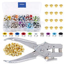 Swpeet 300Pcs 10 Colors 3/16 inch Metal Grommets Kit and 1Pcs Eyelet Hole Punch Pliers with 100Pcs Gold Grommets, Metal Eyelets Kits Shoe Eyelets Grommet Sets for Leather Fabric Belt Clothes