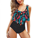 YNIQUE 2 Piece Bathing Suits Tummy Control Swimsuits for Women Top Ruffle Swimwear with High Waisted Bottom Tankini Bikini Set
