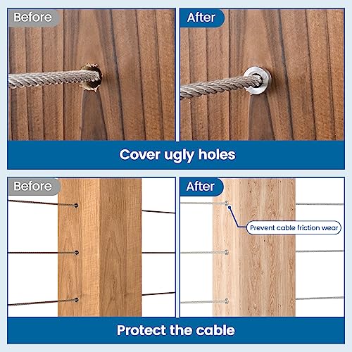 Muzata Stainless Steel Protector Sleeves for 1/8 Cable Railing T316 Marine Grade 100PACK