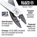 Klein Tools 1005 Cutting/Crimping Tool for 10-22 AWG Terminals and Connectors, Terminal Crimper for Insulated and Non-Insulated Terminals