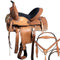 Horse Saddlery IMPEX Premium Leather Western Barrel Racing Trail Horse Saddle Tack Size 14" to 18" inches Seat Available, Free Matching Leather Headstall, Breast Collar & Reins (18)