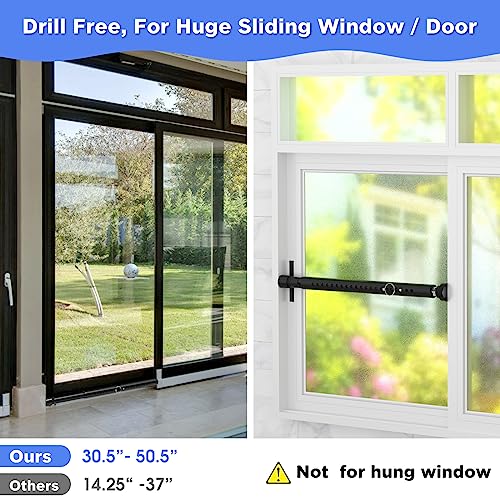 Sliding Door Security Bar, 2 in 1 Patio Door Security Bar Window Security Lock, 16 to 51Inch Adjustable Child Proof Window Security Bars Heavy Duty Sliding Glass Door Lock Bar