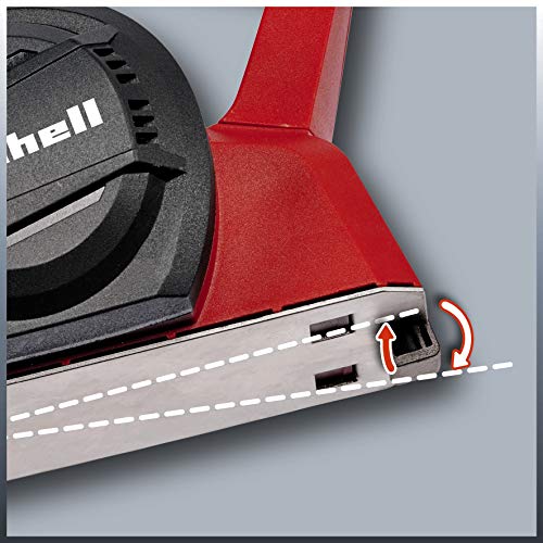 Einhell 4345310 TC-PL 750 Electric Planer | Up to 2mm Chip Depth, Aluminium Soleplate, Parallel Stop, Fold Depth Stop | 750W Wood Plane for Doors and Woodworking Includes Carbide Planing Knife, Red