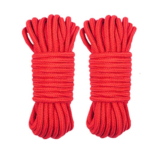 CHAOCHEN Cotton Rope, 32 Feet 10M Twisted Cotton Cord for Wall Hanging，DIY Craft Making，Plant Hangers，Knotting Decorative Projects (Red)