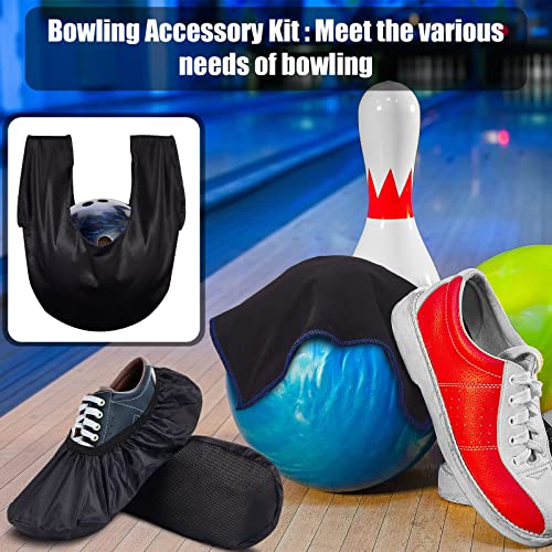Zhanmai 4 Pcs Bowling Accessories Kit Bowling Shoe Covers Non Slip Bowling Ball Seesaw Bowling Ball Cleaning Pad Microfiber Bowling Ball Shammy Leather Towel (Medium)