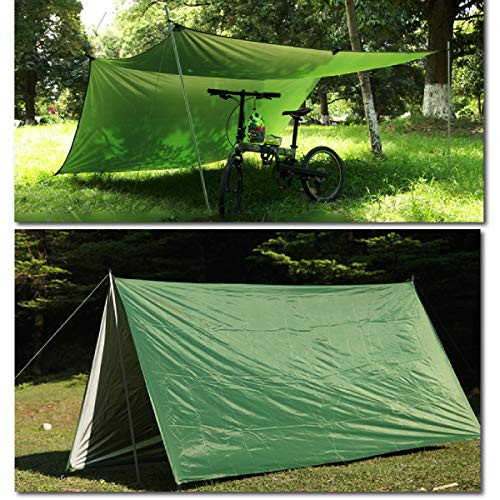 TRIWONDER Camping Tarp - 118"x118" Waterproof Rain Fly Tent Footprint Ground Cloth Multifunctional Cover Heavy Duty for Canopy Hammock Hiking Picnic (Green)