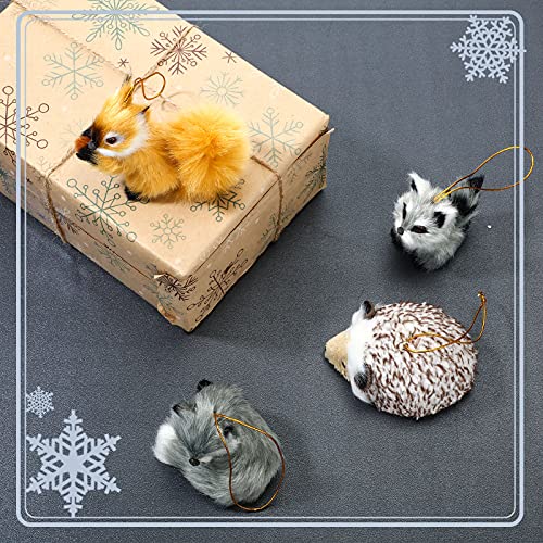 15 Pieces Plush Animal Ornaments Woodland Faux Fur Animal Hanging Ornament Simulation Forest Furry Animal Fall Thanksgiving Christmas Tree Ornaments for Home Backpack Party Holiday Decoration