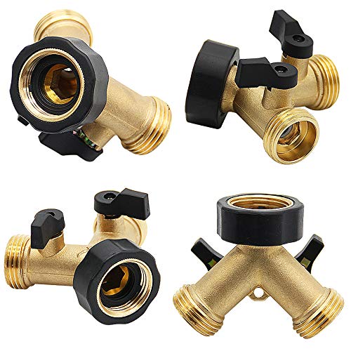 Lifynste 2 Way Brass Hose Splitter, 3/4" Brass Hose Connectors, Y Connector Garden Hose Adapter Connector, 1 Pack