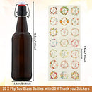 20 Pieces Amber Beer Bottles with Flip Caps, Glass Bottle Airtight Seal with Flip Top Stoppers for Home Brewing and Fermentation of Alcohol Kombucha Tea Wine Coffee Beverage Homemade Soda (11oz)