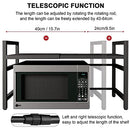 MECOS Microwave Shelf, Expandable Microwave Oven Rack Shelf, Adjustable Width & Height Kitchen Shelf Organiser, Heavy Kitchen Countertop Storage Rack Organizer with 6 Hooks