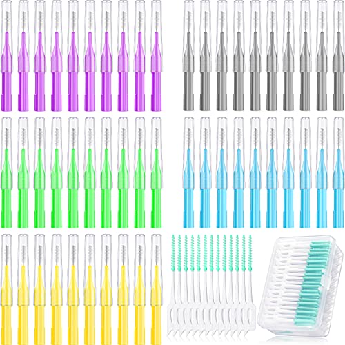 Zopeal 250 Pieces Braces Flossers Interdental Brush for Cleaner Tooth Toothpick Dental Teeth Flossing Head Oral Dental Hygiene Cleaning Tool Soft Dental Picks Refill Toothpick Cleaners (Bright Color)