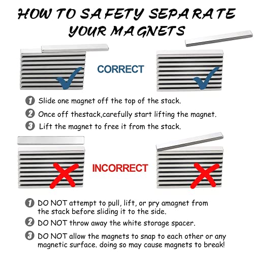 Powerful Neodymium Bar Magnets, Rare-Earth Metal Neodymium Magnet, N45, Incredibly Strong 33+ LB Strength - 60 x 10 x 5 mm, Pack of 8