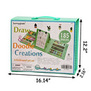 Sunnyglade 185 Pieces Double Sided Trifold Easel Art Set, Drawing Art Box with Oil Pastels, Crayons, Colored Pencils, Markers, Paint Brush, Watercolor Cakes, Sketch Pad (Green)