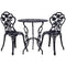 Gardeon Outdoor Garden Setting Seat 3 Piece, Cast Aluminium Bistro Set Lounge Chair Dining Coffee Table and Chairs Park Patio Porch Backyard Terrace Balcony Kids Furniture, with Floral Pattern Black