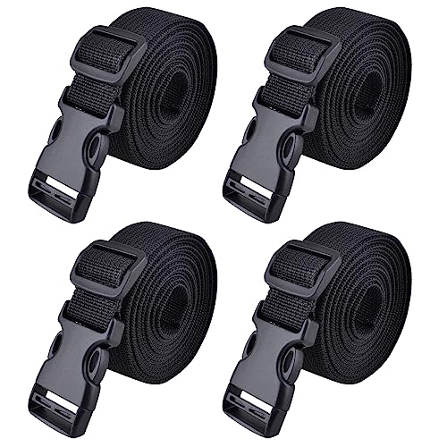 TRIWONDER Luggage Straps Suitcase Belts Travel Accessories Bag Straps Adjustable Heavy Duty with Quick-Release Buckle 4 Pack (Black - 2m - 25mm)