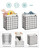 SONGMICS Laundry Hamper, 23.8 Gal (90L) Laundry Basket, Collapsible Clothes Hamper, Removable and Washable Liner, Metal Wire Frame, for Bedroom Bathroom, Black and White ULCB190W01