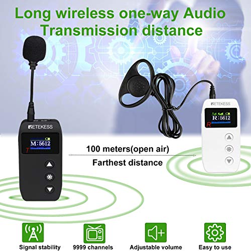 Case of 1 Transmitter 10 Receivers, Retekess TT110 Tour Guide System, Magnetic Charging, 328ft Range, Simultaneous Translation Equipment, Translator Device for Church, Factory, Tour