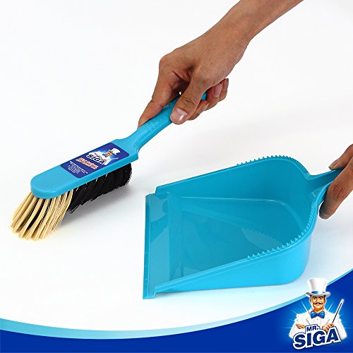 MR.SIGA Dustpan and Brush Set, Pack of 2 Set, Blue & Grey