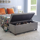 Linon Carmen Shoe Storage Ottoman, Grey, 20" x 48" x 20",