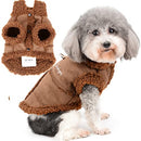 Zunea Dog Winter Coat for Small Dogs Shearing Fleece Dog Jacket Coat Warm Puppy Clothes Soft Fleece Lined Pet Vest Apparel with D-Ring Windproof Cold Weather Clothing for Chihuahua Yorkie Brown S