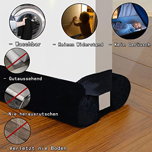 BKSAI Door Draft Stopper Door Seal Strip for Door Without Adhesive Bottom Seal Sound Blocker Wind Stopper Block Noise for Front Door Shower Bathroom,Machine Washable Black (29-35inch)
