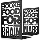 CraftyCrocodile Metal Book Ends For Shelves - Trendy Black Bookends For Heavy Books With Non-Slip Pads, Decorative Book Stoppers for Home Office School Library, 2 Piece Holder Set for Movies CDs Books