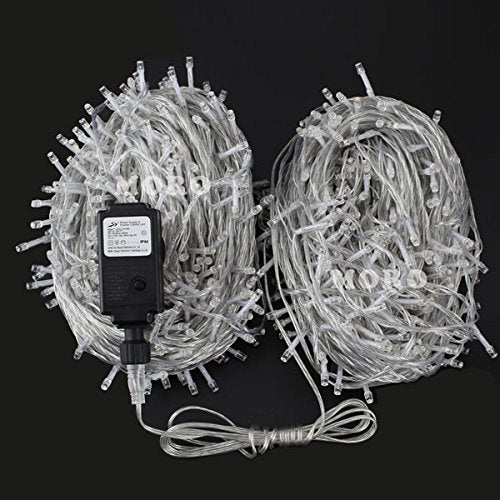 ZOIC 500 LEDs Christmas Wedding Party Fairy Decorative String Lights Lamp 100M 8 Modes 31V Memory Function (Cool White)