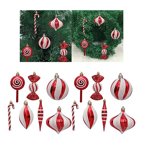 Generic 14Pcs Candy Christmas Hanging Ornaments Pendants Adornment with Rope Christmas Tree Decoration Peppermint Candy Cane for Xmas Tree Holiday