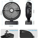 ZEBRE Portable Battery Camping Fan with LED Lantern - Rechargeable 5000mAh Battery Operated USB Desk Fan Kit with Hanging Hook for Tent Car