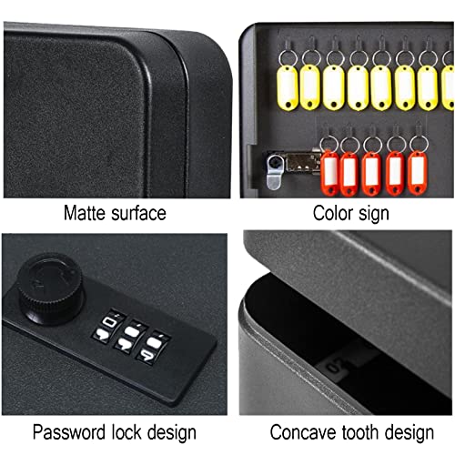 AcbbMNS 20 Key Storage Cabinet with Combination Lock Wall Mounted Key Organizer Security Key Safe Box Steel Secured Key Lock Box Black