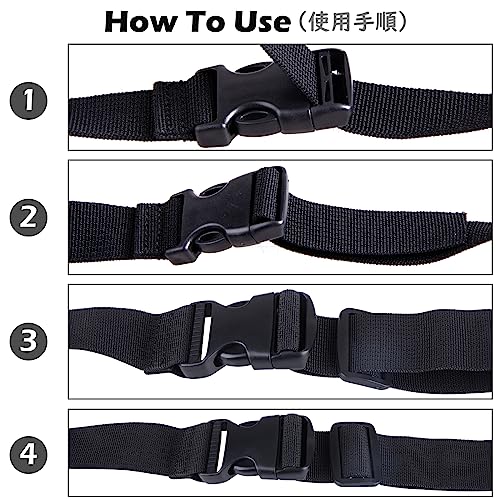 TRIWONDER Luggage Straps Suitcase Belts Travel Accessories Bag Straps Adjustable Heavy Duty with Quick-Release Buckle 4 Pack (Black - 1.5m - 25mm)