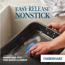 Farberware Nonstick Bakeware 11-Inch x 15-Inch Roaster with Flat Rack, Gray,Grey