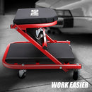 ‎DNA MOTORING TOOLS-00186 40 Inches 2 IN 1 Rolling Folding Car Creeper/Seat, 6 Pcs 2" Casters, 150kg Weight Capacity, Red