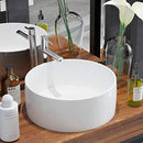 vidaXL White Ceramic Basin - Glazed Above Counter Design - Round 40x15 cm - Stylish and Easy to Clean - Drain Hole Diameter 4.5 cm