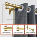 Lwiiom Double Curtain Rods with Aluminum End Cap and Full Surround Brackets,1"Front and 5/8" Back Rod,Adjustable between 72 to 144 Inches (6-12 Feet), Brass Double Window Drapery Rod