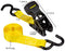 Stanley S10002 Black/Yellow 1" x 10' Ratchet Tie Down Straps - Light Cargo Hauling (1,500 lbs Break Strength), 2 Pack