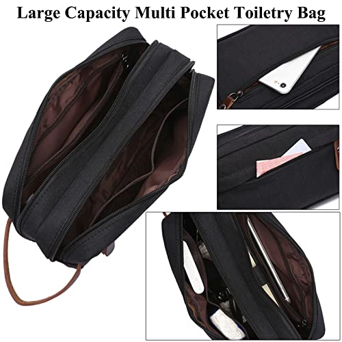Ogetok Travel Toiletry Bag for Men, Water Resistant Shaving Bag, Portable Lightweight Toiletry Organizer Bag,Large Capacity Toiletry Storage Bags with Handle for Toiletries Cosmetics Accessories,Black
