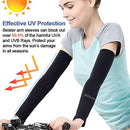 2 Pairs UV Protection Cooling Ice Silk Arm Sleeves, UV Sun Protection Compression Cooling Sleeves to Cover Arm Tattooing Driving, Golfing, Fishing, Cycling, Hiking, Doing Sports. (Black)