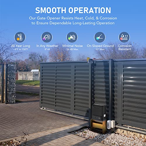 CO-Z Sliding Gate Opener, 550W Automatic Gate Opener with Safety Sensor for Doors up to 3300lb 40ft, Chain Driven Driveway Gate Opening System, Complete Gate Opener Kit with Remote Control