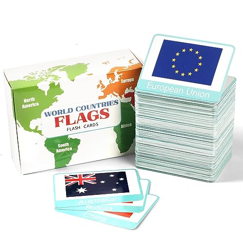 244PCS Countries of The World Flags Flash Cards Country Continent Capitals Population Country Flag Geography Educational Cards Game Gift for Kids Family & Adults All Countries Flags of The World Cards