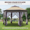 Outsunny 13' x 13' Pop Up Gazebo, Hexagonal Canopy Shelter with 6 Zippered Mesh Netting, Event Tent with Strong Steel Frame for Patio Backyard Garden Wedding Party