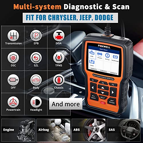 FOXWELL NT510 Elite fit for Chrysler Jeep Dodge Scan Tool, All System OBD2 Scanner Bidirectional Diagnostic Tool, All Maintenance Car Code Reader with ABS Bleeding TPMS Battery Registration Reset Tool