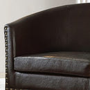 Rosevera Duilio Club Style Barrel Armchair for Living Room Faux Leather Accent Chair, Chocolate Brown