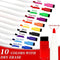 YUNAI Whiteboard Marker Pens with 10 Assorted Colours, 10 PCS Dry Wipe Fine Tip Marker Pens for Whiteboard, Thin Bullet Tip Whiteboard Pens with Eraser, Office Teacher Supplies