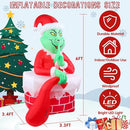 6FT Christmas Inflatable Outdoor Decorations Green Big Monster with Built-in LED Lights Blow up Yard Decoration for Xmas Halloween Holiday Party