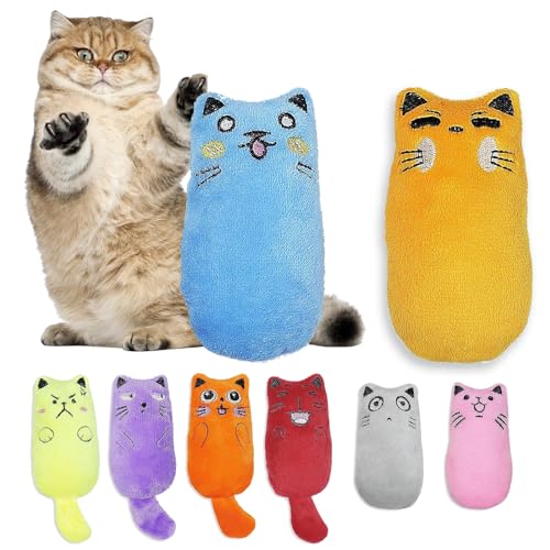 Catnip Toys, [8 PCS] Soft Plush Cat Nip Chew Toy for Indoor Cats, Interactive Kitten Pillow Kitty Teething Toy