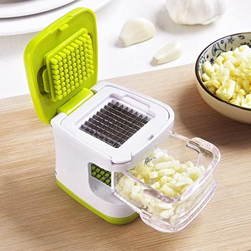 Chopper Garlic Press Box, Plastic ABS Garlic Cutter Mincer Rocker Ginger Mashing Box Crusher Kitchen Presser Squeezer